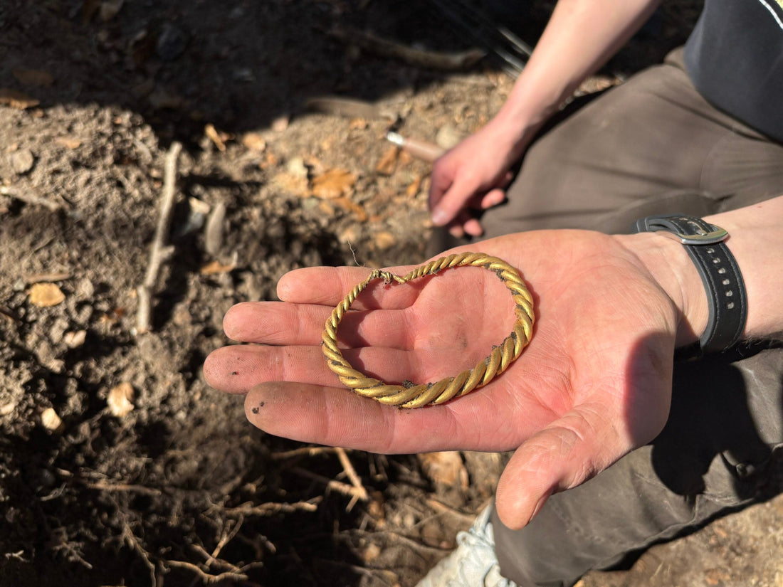 Six Viking Age gold arm-rings from the Rold Hoard, displayed together