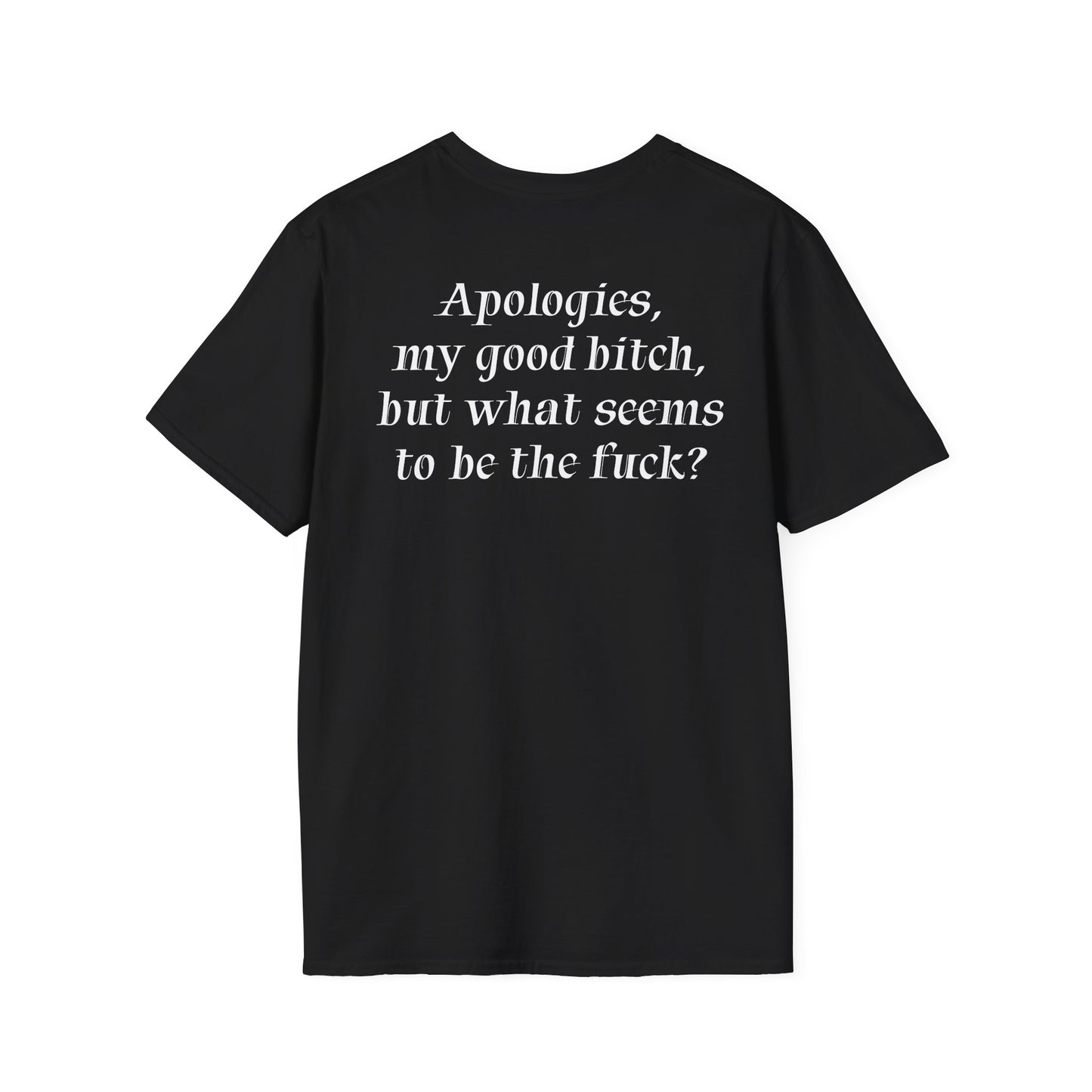 "Apologies, my good bitch, but what seems to be the fuck?" Slogan Tee