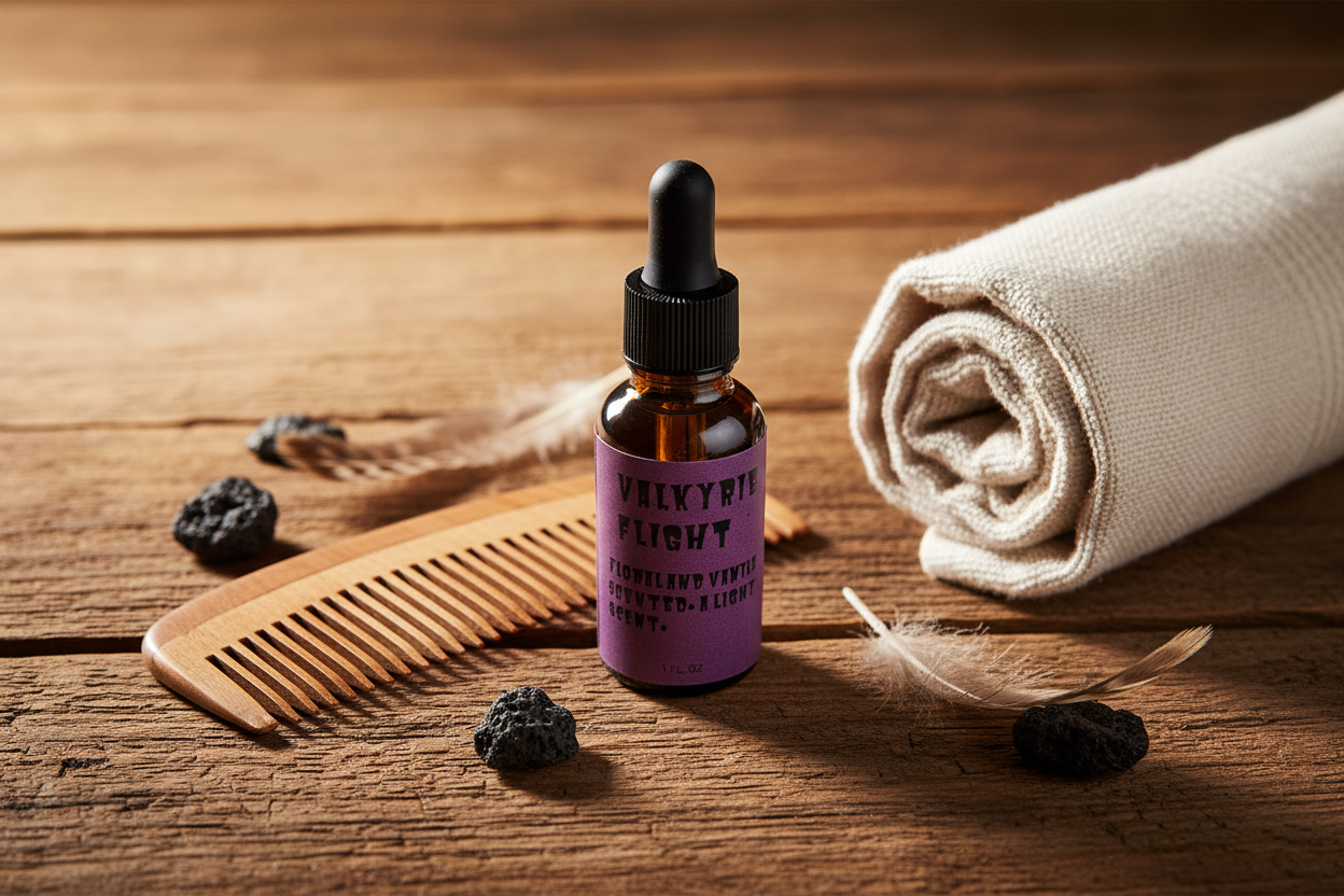 Valkyrie's Flight beard oil lifestyle image